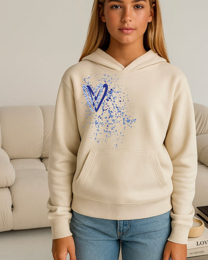 Royal Blue Zig Zag Heart Printed Hoodie