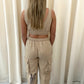 Leopard Print Heart Graffiti Cargo Co ord Beige