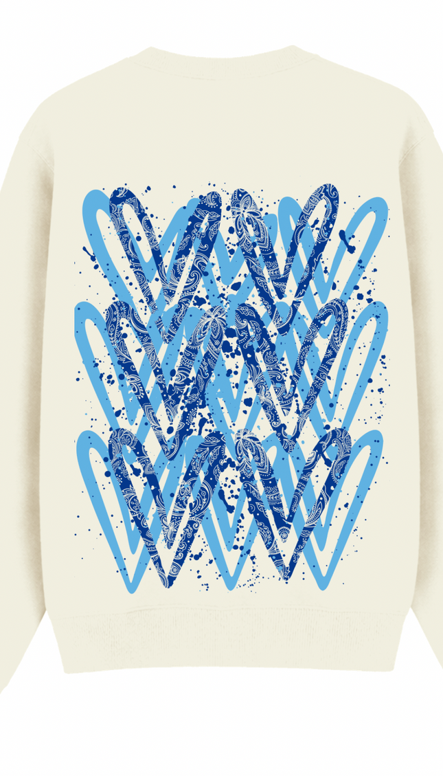 Royal Blue Paisley Heart Printed Sweatshirt – additional view