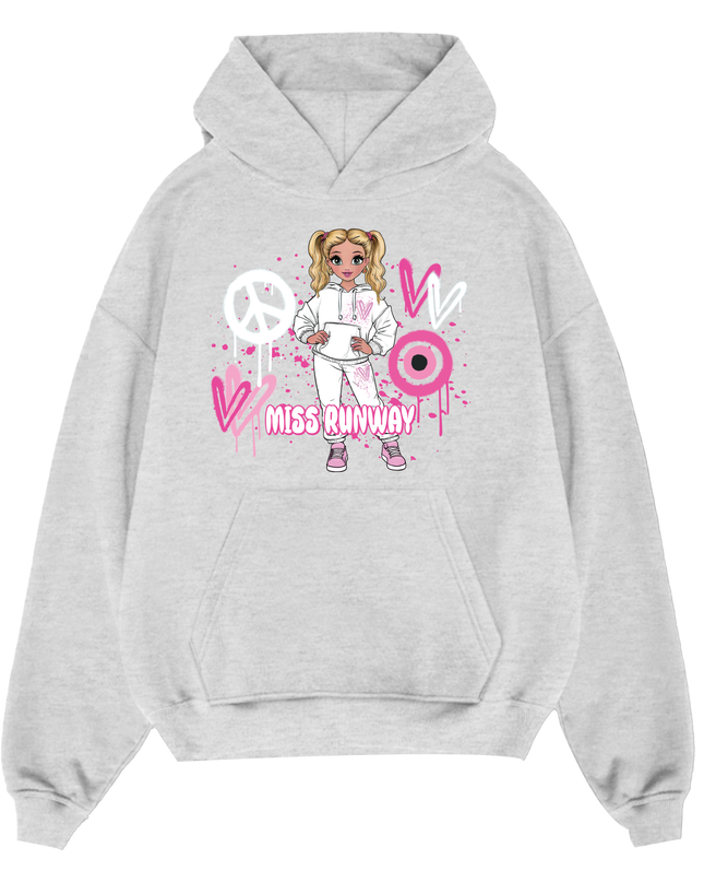 Miss Runway Doll Hoodie Pink Heart Design