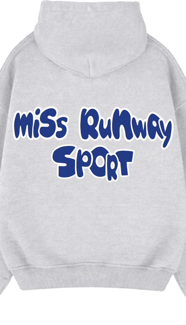 Miss Runway Sport Hoodie Grey/Blue – adult printed hoodie by Miss Runway