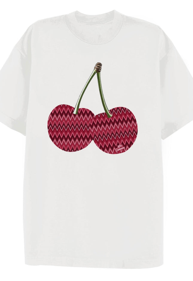 Zig Zag Cherry Printed T-shirt Adult