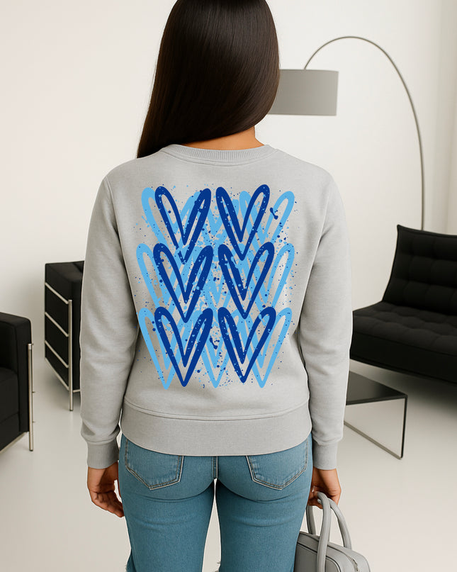 Royal Blue Heart Printed Sweatshirt