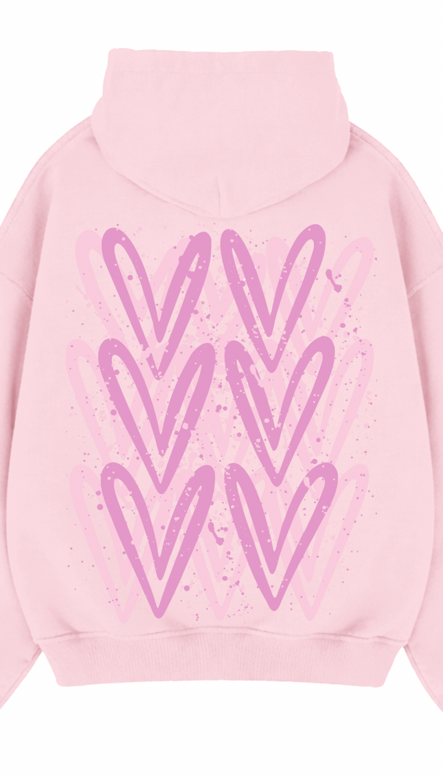 Pink Heart Printed Hoodie – image 11