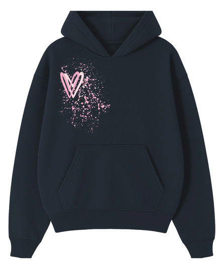 Pink Heart Printed Hoodie Adults