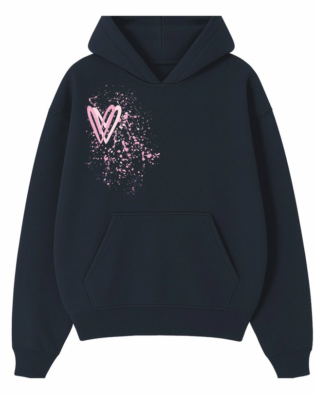 Pink Heart Printed Hoodie Adults