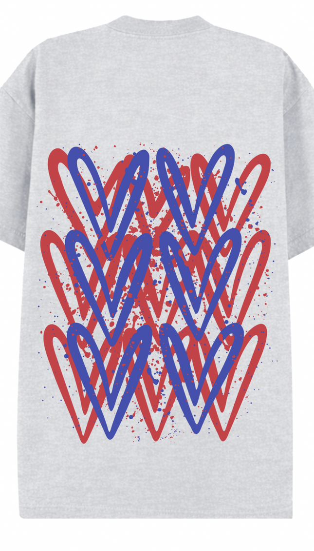 Red/Royal Blue Heart Printed T-shirt – image 5