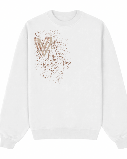 Beige Zig Zag Heart Printed Sweatshirt Adults