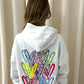 Multicoloured Leopard Print Graffiti Hoodie White