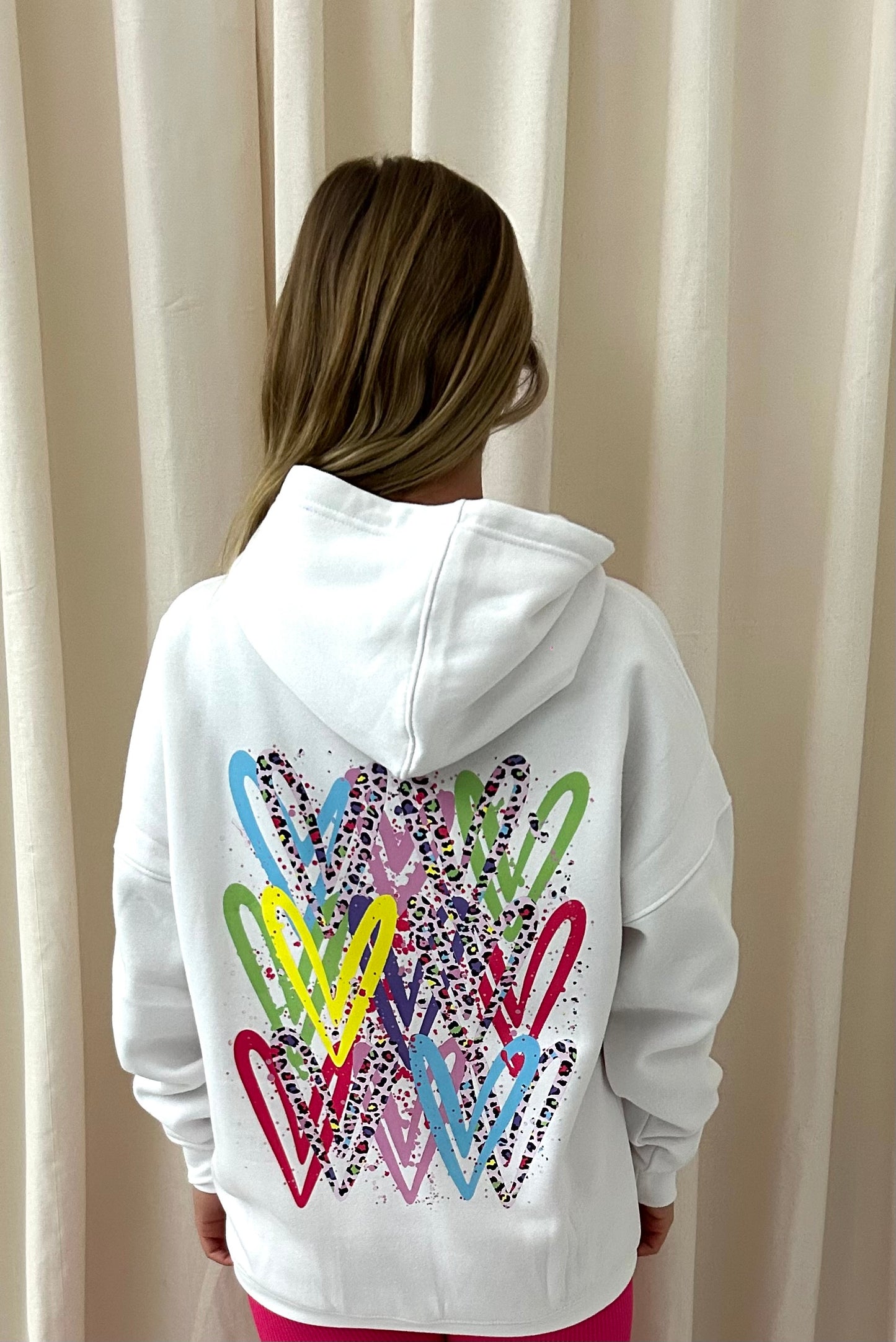 Multicoloured Leopard Print Graffiti Hoodie White