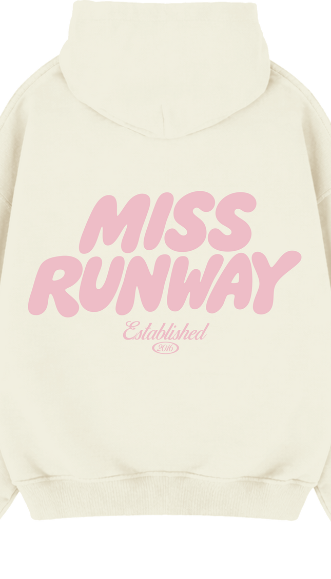 Miss Runway Established Hoodie Cream/Pink – adult printed hoodie by Miss Runway