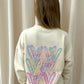 Pastel Leopard Heart Graffiti Sweatshirt Cream