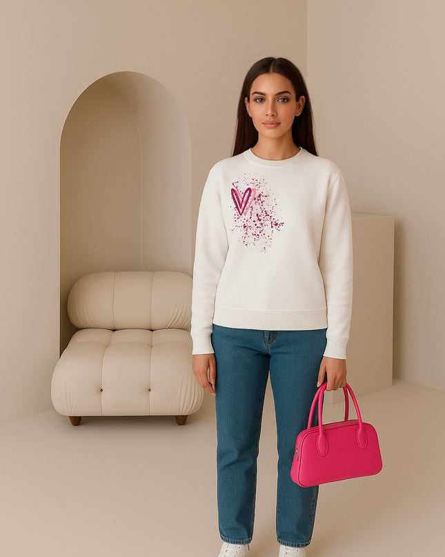 Colourful Heart Printed Sweatshirt