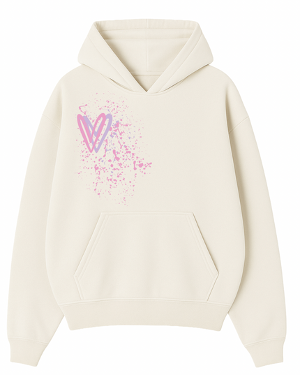 Pastel Heart Printed Hoodie Adults