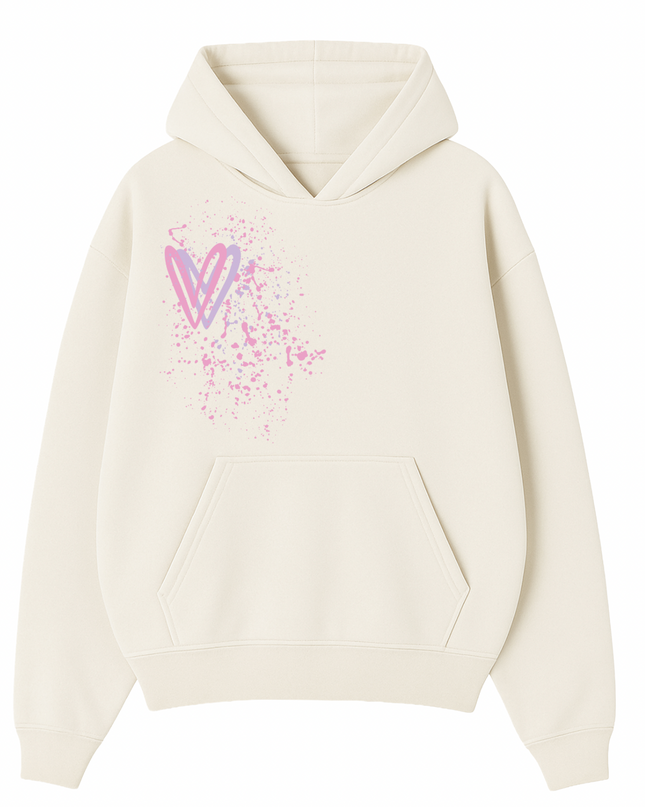Pastel Heart Printed Hoodie Kids