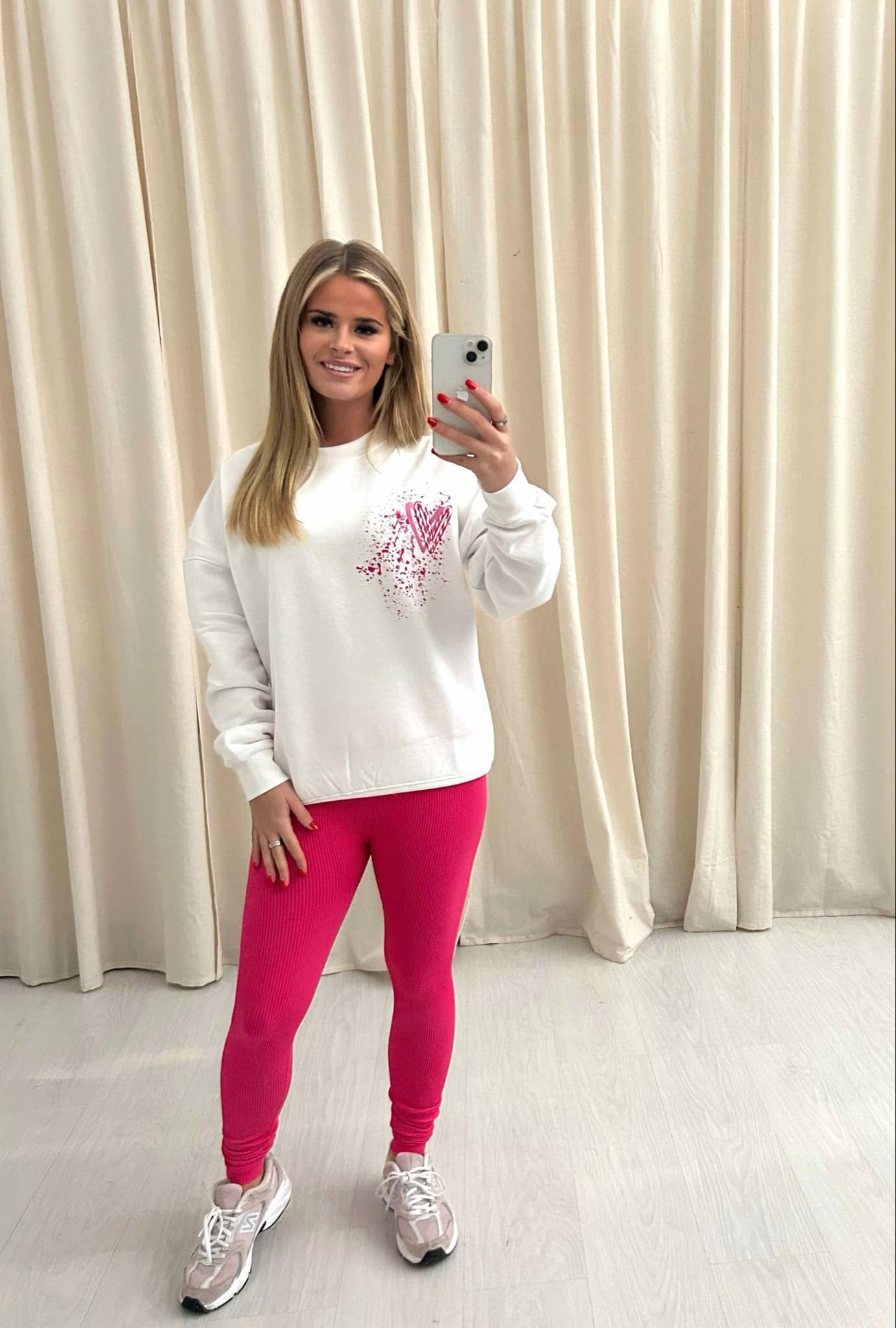 Hot Pink Candy Cane Heart Graffiti Sweatshirt Legging Set White