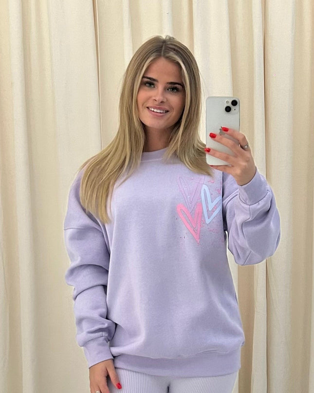 Miss Runway Pastel Heart Printed Sweatshirt Adults
