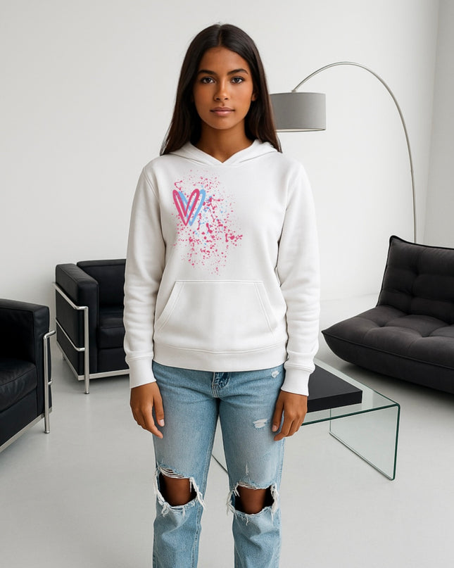 Multicoloured Heart Printed Hoodie