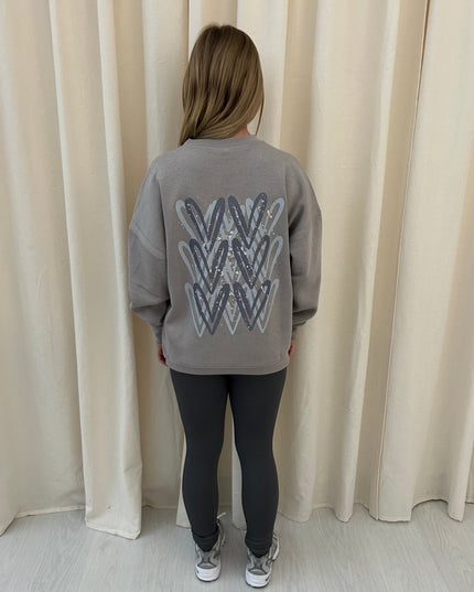 Grey Heart Printed Sweatshirt & Leggings Adults
