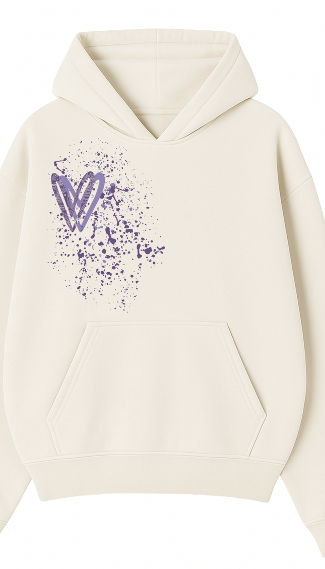 Lilac Paisley Heart Printed Hoodie – image 4