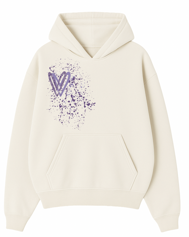 Lilac Paisley Heart Printed  Hoodie Kids