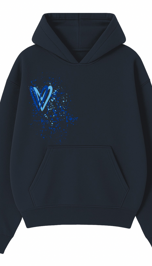Royal Blue Heart Printed Hoodie – image 10