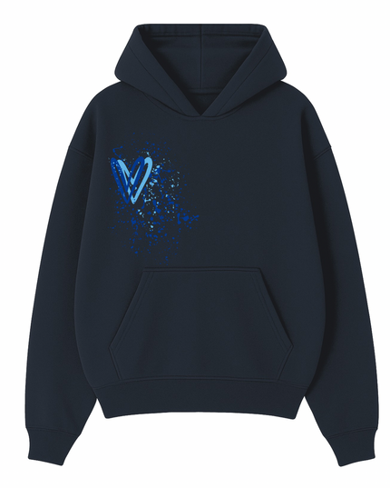 Royal Blue Heart Printed Hoodie Adults