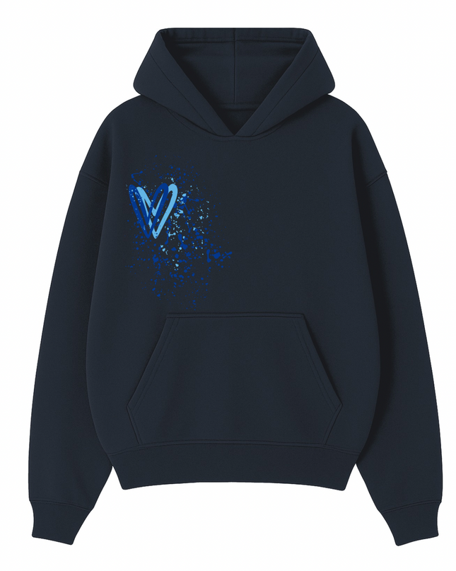 Royal Blue Heart Printed Hoodie Kids