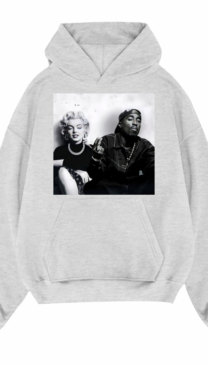 Tupac And Marilyn Hoodie Grey – adult printed hoodie by Miss Runway