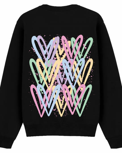 Pastel Heart Printed Sweatshirt Adults