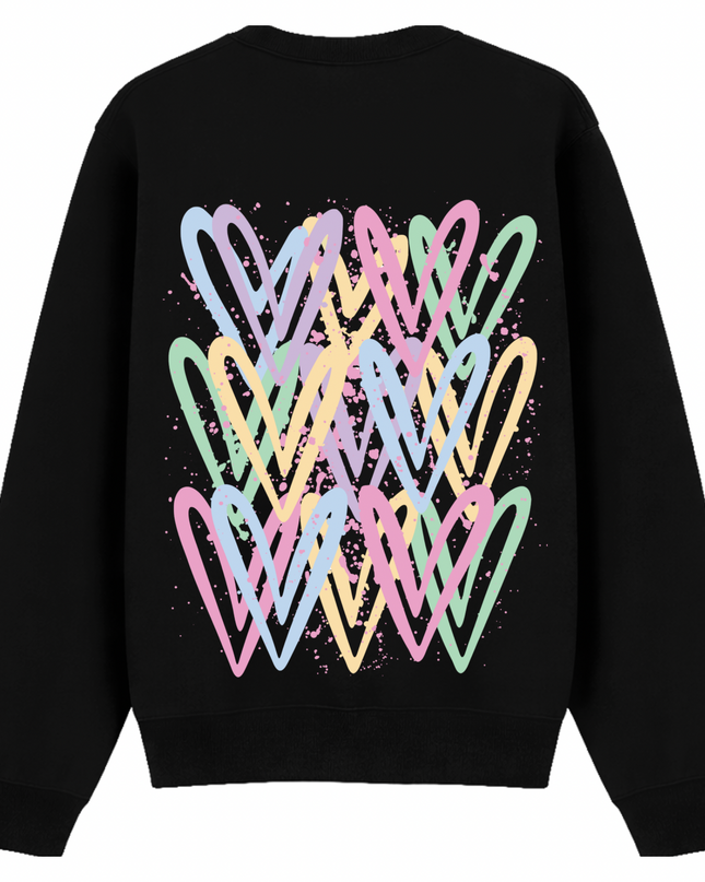 Pastel Heart Printed Sweatshirt Kids