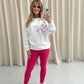 Multicoloured Leopard Print Graffiti Sweatshirt Legging Set White