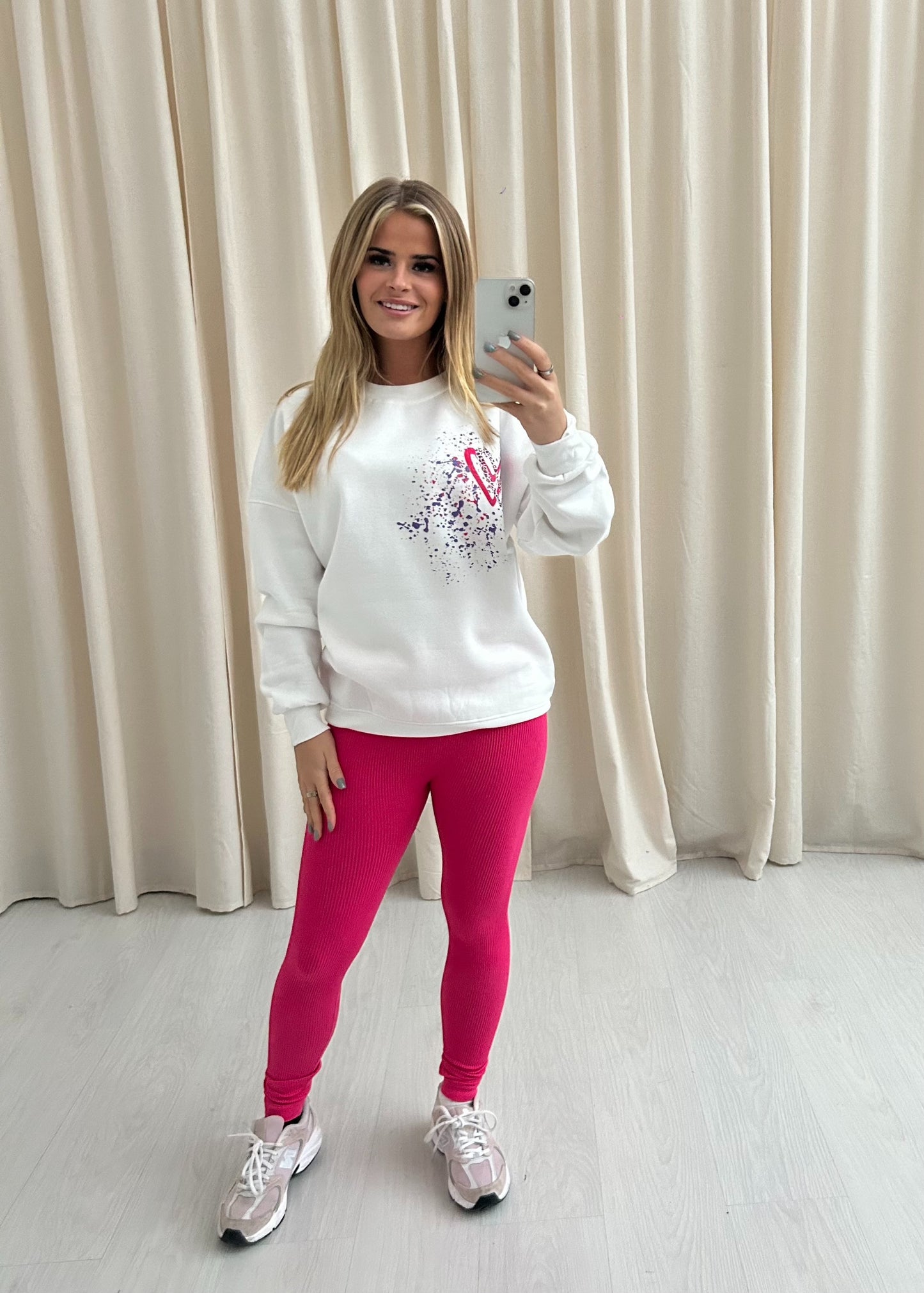 Multicoloured Leopard Print Graffiti Sweatshirt Legging Set White