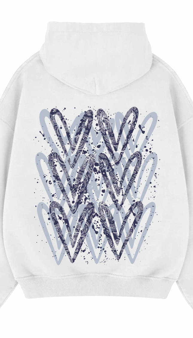 Navy Paisley graffiti heart hoodie with spray paint effect print – women's hoodie by Miss Runway