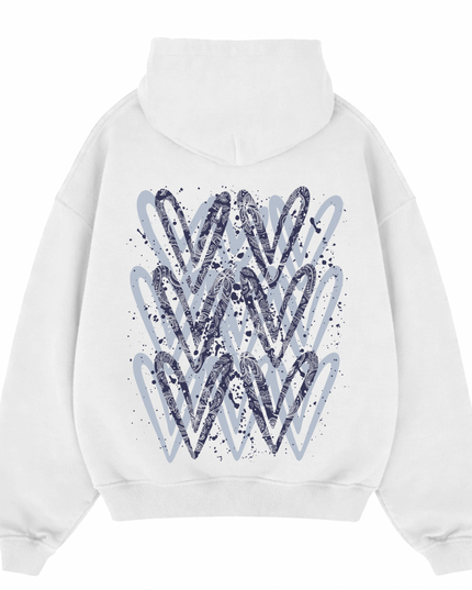 Navy Paisley Heart Printed Hoodie Adults
