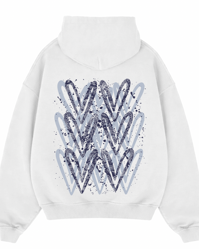 Navy Paisley Heart Printed  Hoodie Kids