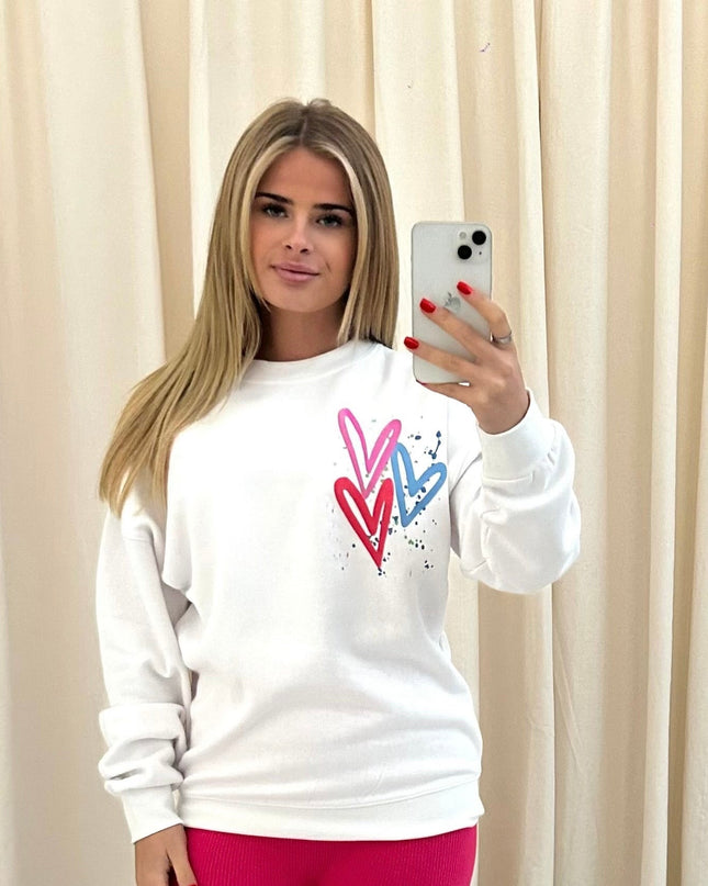 Miss Runway Multicoloured Heart Printed Sweatshirt Adults
