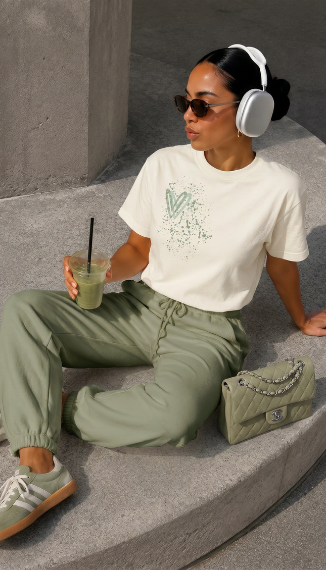 Sage Green Paisley Heart T-shirt – additional view