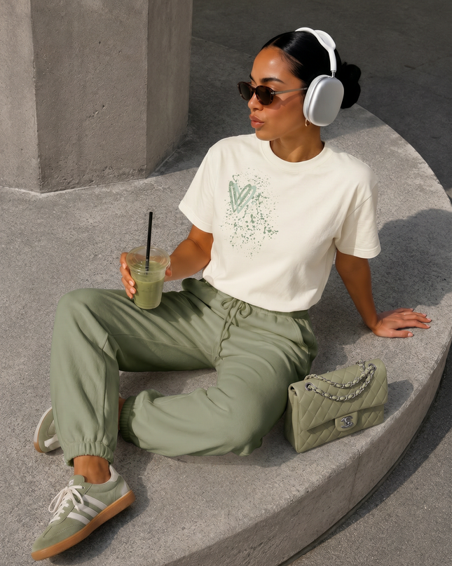 Sage Green Paisley Heart T-shirt