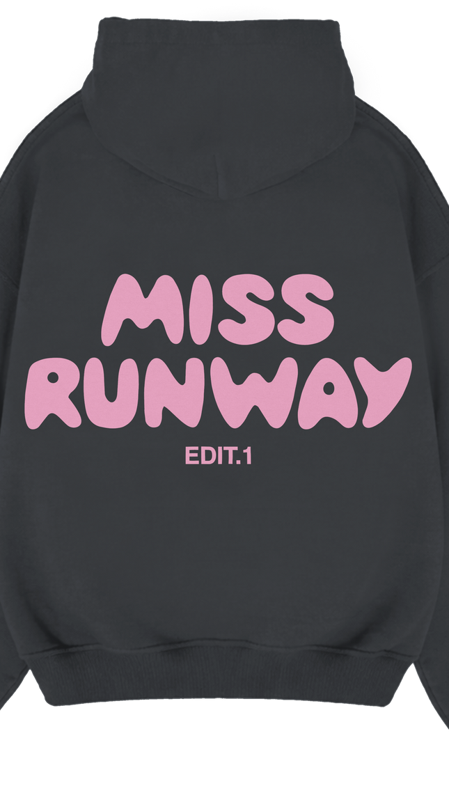Miss Runway Edit 1 Hoodie Charcoal/Pink – adult printed hoodie by Miss Runway
