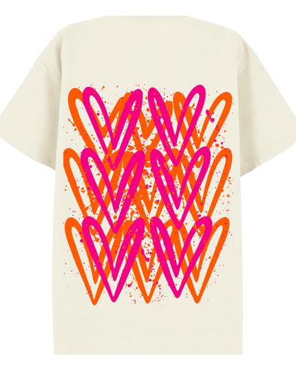 Neon Heart Printed T-shirt Adult