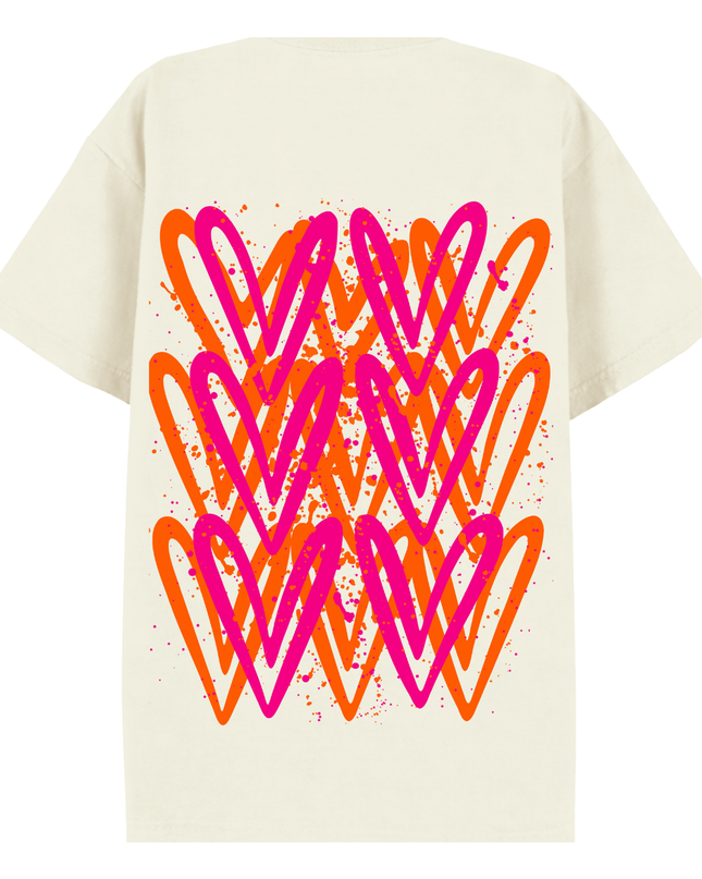 Neon Heart Printed T-shirt Adult