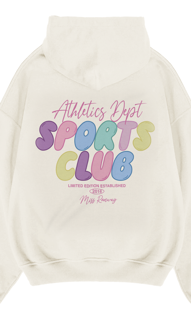 Miss Runway Sports Club Multicolour Hoodie – adult printed hoodie by Miss Runway
