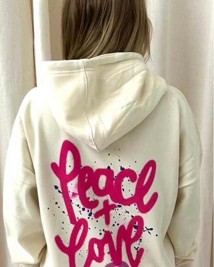 Peace + Love Printed Hoodie Adults