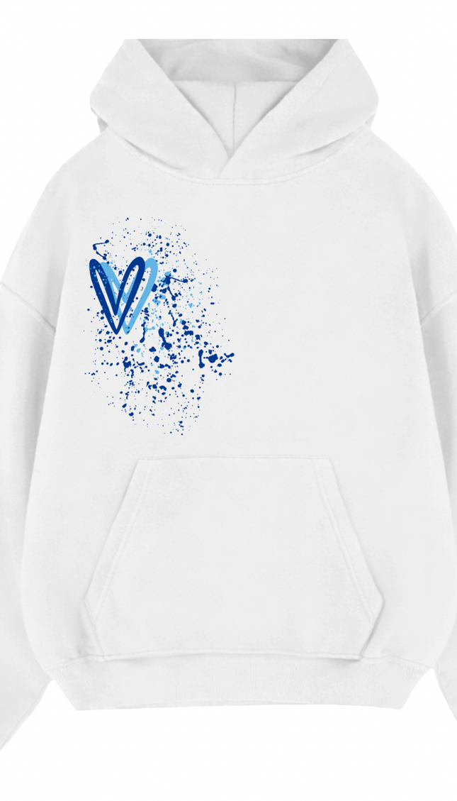 Royal Blue Heart Printed Hoodie – image 8