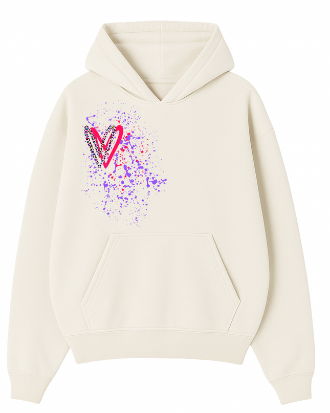 Multicoloured Leopard Print Heart Printed  Hoodie Kids