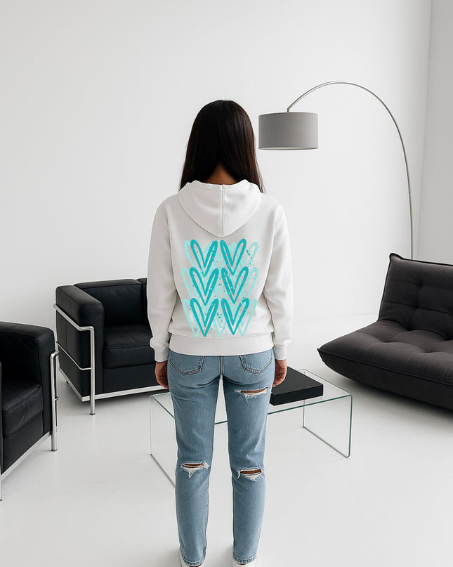 Mint Heart Printed Hoodie