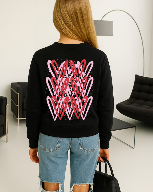 Pink/Red Heart Printed Sweatshirt
