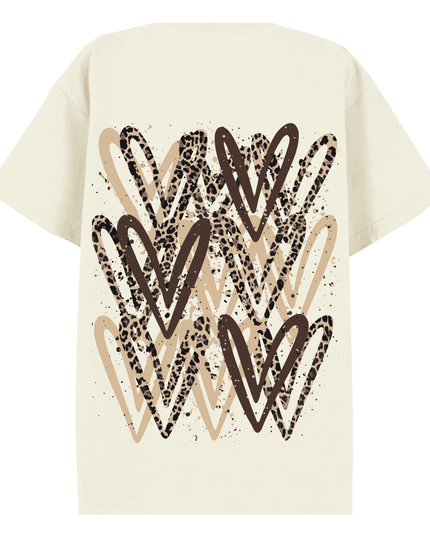 Leopard Print Heart Printed T-shirt Adult
