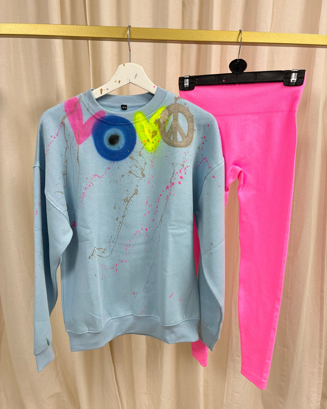 Neon Heart, Gold Peace Sweatshirt Legging Set Adults